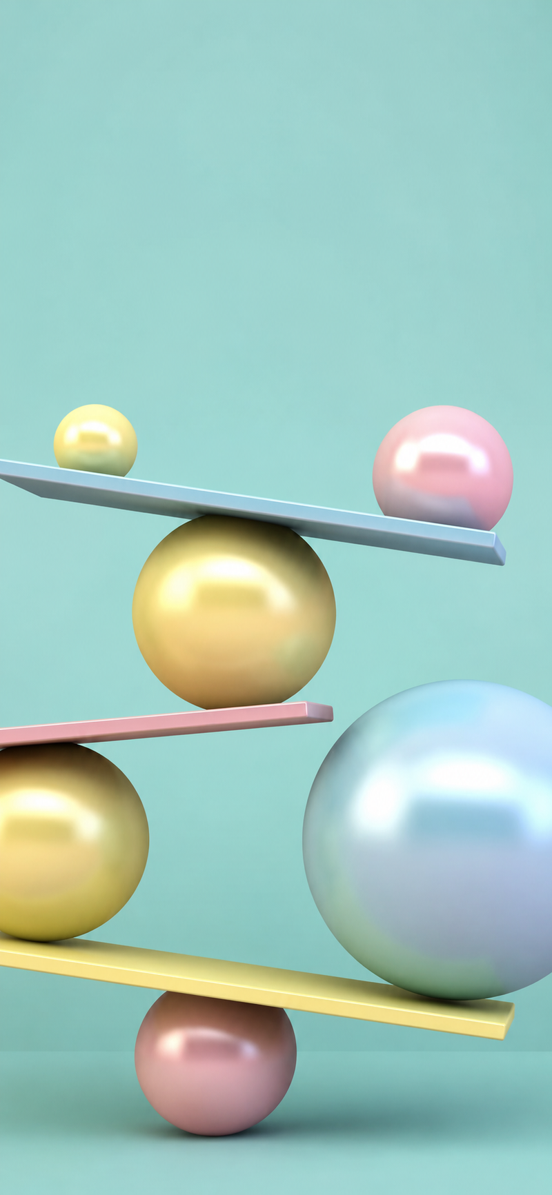 3D render of balanced spheres and planks representing nervous system balance