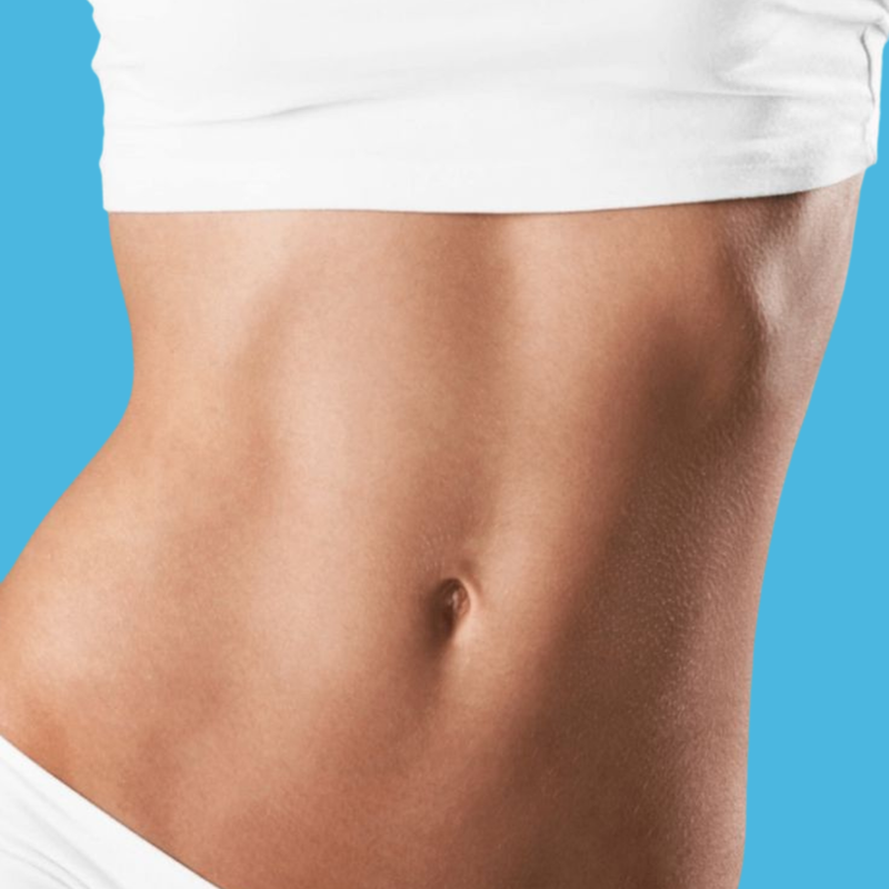 Happy gut belly close-up